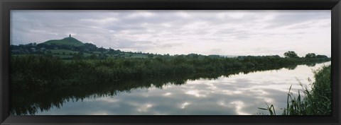 Framed Reflection of clouds in the river, River Brue, Glastonbury Tor, Glastonbury, Somerset, England Print