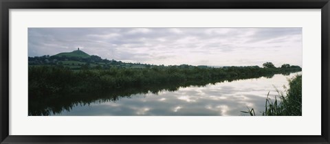 Framed Reflection of clouds in the river, River Brue, Glastonbury Tor, Glastonbury, Somerset, England Print