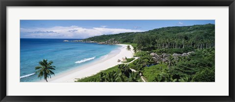 Framed High angle view of the beach, Grand Anse Beach, La Digue Island, Seychelles Print