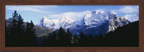 Framed Snow covered mountains on a landscape, Bernese Oberland, Switzerland Print