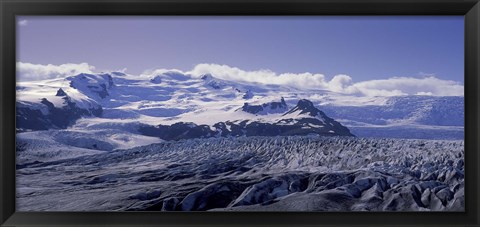 Framed Snowcapped mountains on a landscape, Fjallsjokull and Vatnajokull, Iceland Print