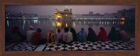 Framed Group of people at a temple, Golden Temple, Amritsar, Punjab, India Print