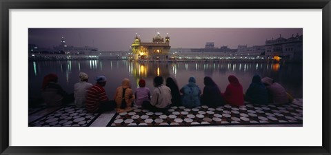 Framed Group of people at a temple, Golden Temple, Amritsar, Punjab, India Print