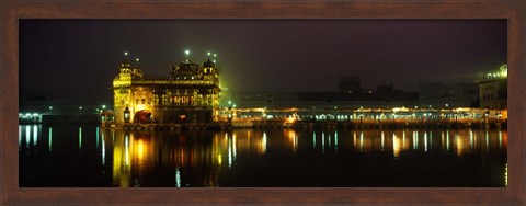 Framed Temple lit up at night, Golden Temple, Amritsar, Punjab, India Print