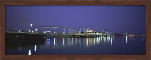 Framed Footbridge across a river, Rambla De Mar, Barcelona, Catalonia, Spain Print