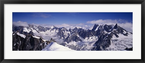 Framed High angle view of a mountain range, Mt Blanc, The Alps, France Print