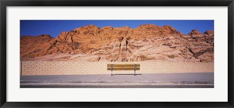 Framed Bench in front of rocks, Red Rock Canyon State Park, Nevada, USA Print