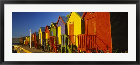 Framed Beach huts in a row, St James, Cape Town, South Africa Print