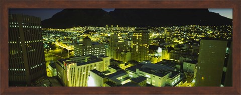 Framed High angle view of a city lit up at night, Cape Town, South Africa Print