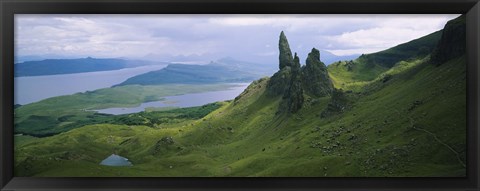 Framed High angle view of rock formations on a mountain, Old Man Of Storr, Isle Of Skye, Scotland Print