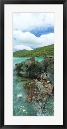 Framed Rocks in the sea, Jumbie Bay, St John, US Virgin Islands Print