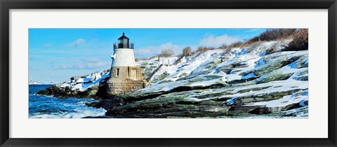 Framed Lighthouse along the sea, Castle Hill Lighthouse, Narraganset Bay, Newport, Rhode Island (horizontal) Print