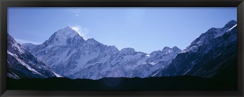 Framed Snow covered mountains, Mt. Tutoko, Fiordlands National Park, Southland, South Island, New Zealand Print