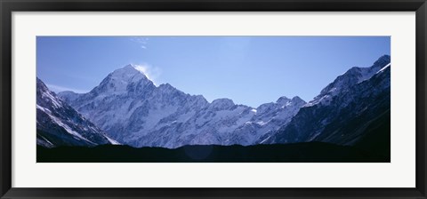 Framed Snow covered mountains, Mt. Tutoko, Fiordlands National Park, Southland, South Island, New Zealand Print