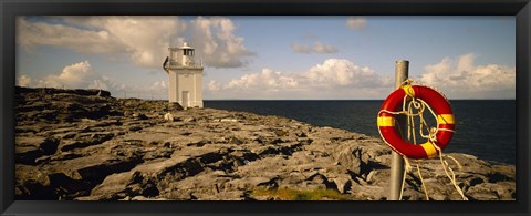 Framed Lighthouse on a landscape, Blackhead Lighthouse, The Burren, County Clare, Republic Of Ireland Print