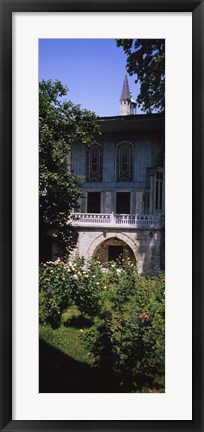 Framed Formal garden in front of a building, Baghdad Pavilion, Topkapi Palace, Istanbul, Turkey Print