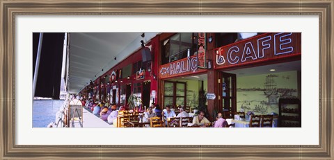 Framed Large group of people sitting in a cafe, Istanbul, Turkey Print