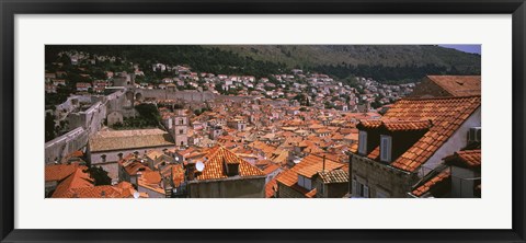 Framed High angle view of a city as seen from Southwest side of city wall, Dubrovnik, Croatia Print