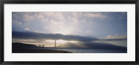 Framed Silhouette of a bridge, Golden Gate Bridge, San Francisco, California, USA Print