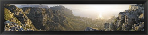 Framed High angle view of a coastline, Camps Bay, Table Mountain, Cape Town, South Africa Print