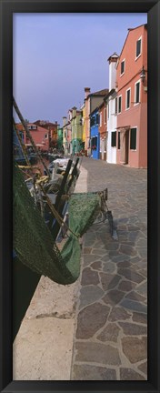 Framed Houses along a road, Burano, Venetian Lagoon, Italy Print