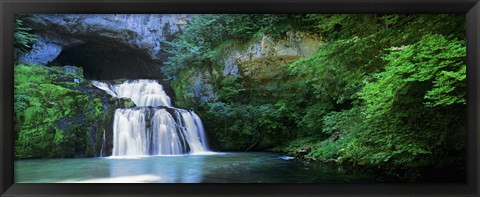 Framed Waterfall in a forest, Lison River, Jura, France Print