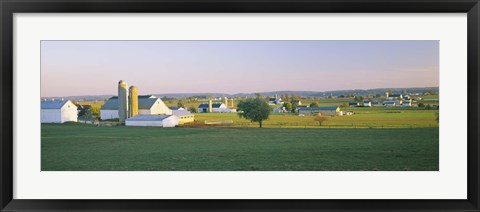 Framed Amish Farms, Lancaster County, Pennsylvania Print