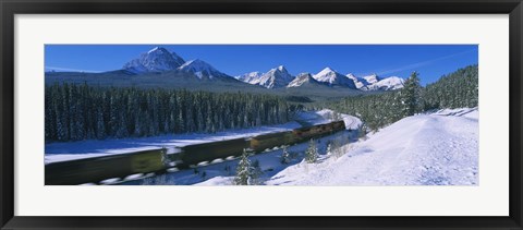 Framed Train Traveling through Banff National Park Print