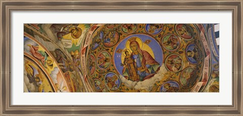 Framed Fresco on the ceiling of a monastery, Rila Monastery, Bulgaria Print