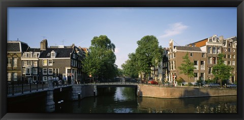 Framed Bridge across a canal, Amsterdam, Netherlands Print