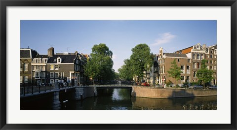 Framed Bridge across a canal, Amsterdam, Netherlands Print