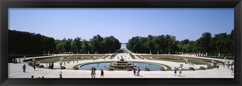 Framed Tourists around a fountain, Versailles, France Print