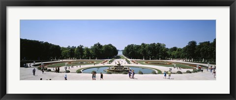 Framed Tourists around a fountain, Versailles, France Print