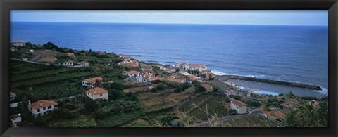 Framed High angle view of houses at a coast, Ponta Delgada, Madeira, Portugal Print