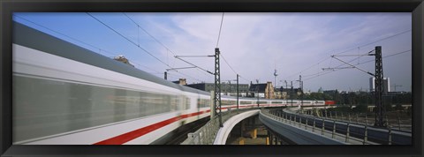 Framed Silver Train on railroad tracks, Central Station, Berlin, Germany Print