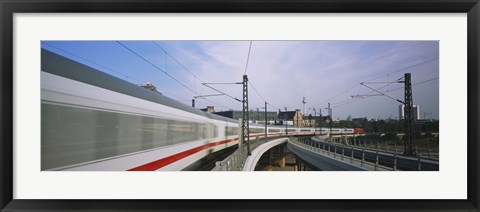 Framed Silver Train on railroad tracks, Central Station, Berlin, Germany Print