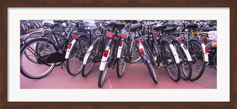 Framed Bicycles parked in a parking lot, Amsterdam, Netherlands Print