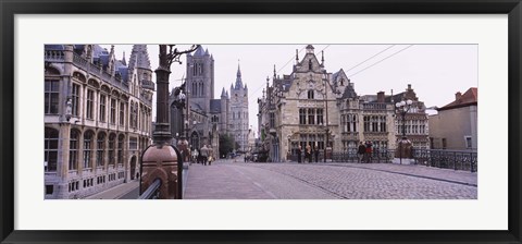 Framed Tourists walking in front of a church, St. Nicolas Church, Ghent, Belgium Print