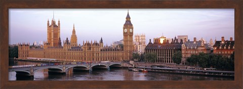Framed Arch bridge across a river, Westminster Bridge, Big Ben, Houses Of Parliament, Westminster, London, England Print