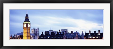 Framed Buildings in a city, Big Ben, Houses Of Parliament, Westminster, London, England Print