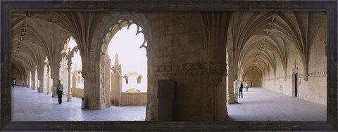 Framed Tourists at a monastery, Mosteiro dos Jeronimos, Belem, Lisbon, Portugal Print