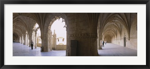 Framed Tourists at a monastery, Mosteiro dos Jeronimos, Belem, Lisbon, Portugal Print