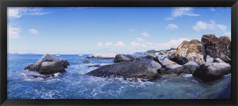 Framed Rock formations in the sea, The Baths, Virgin Gorda, British Virgin Islands Print