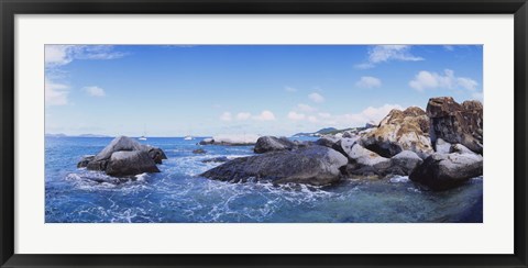 Framed Rock formations in the sea, The Baths, Virgin Gorda, British Virgin Islands Print