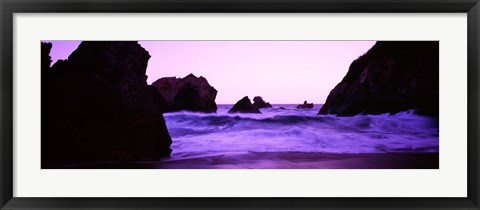 Framed Dusk on the Santa Cruz coastline, California, USA Print