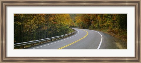 Framed Road passing through a forest, Winding Road, New Hampshire, USA Print