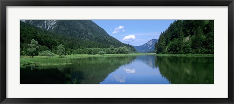 Framed Mountains overlooking a lake, Weitsee Lake, Bavaria, Germany Print