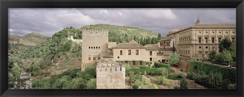 Framed High angle view of a palace viewed from alcazaba, Alhambra, Granada, Granada Province, Andalusia, Spain Print