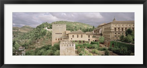 Framed High angle view of a palace viewed from alcazaba, Alhambra, Granada, Granada Province, Andalusia, Spain Print