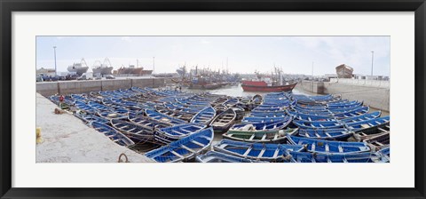 Framed Fishing boats moored at a dock, Essaouira Harbour, Essaouira, Morocco Print